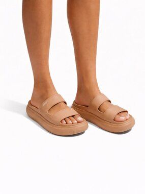 Reef Tan Double-Strap Platform Slide Sandals